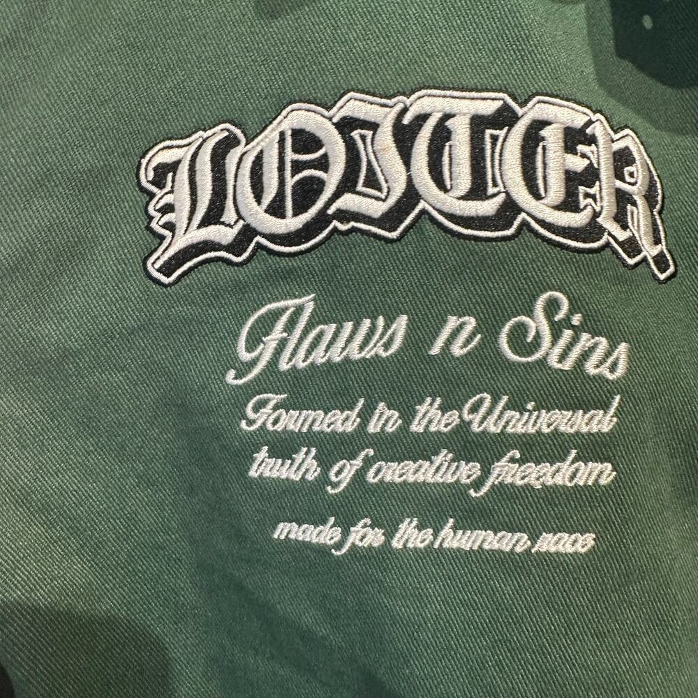 Loiter Size Medium Varsity Jacket Green White "Flaws n Sins" 98 patches - Picture 8 of 12